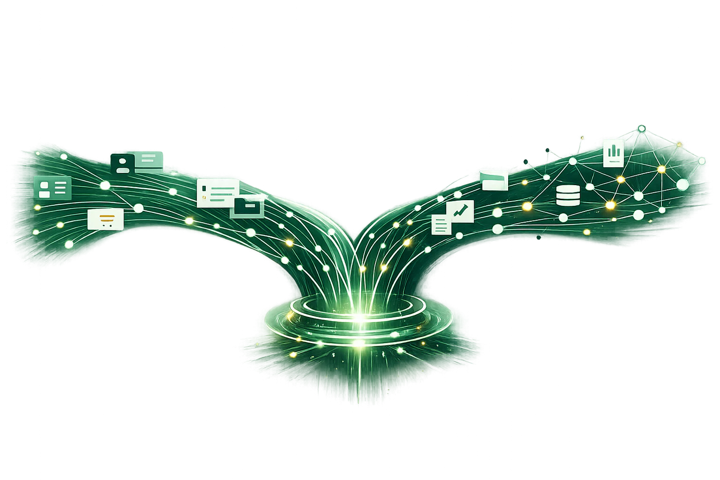 Business flows converging into a connected core