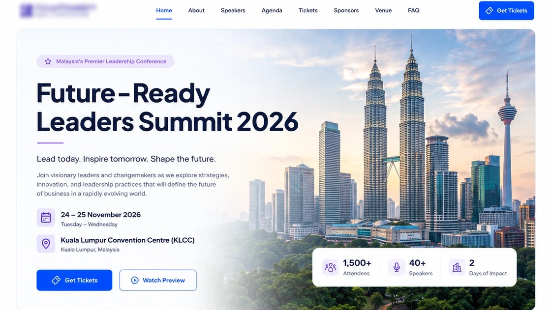 Corporate event landing page